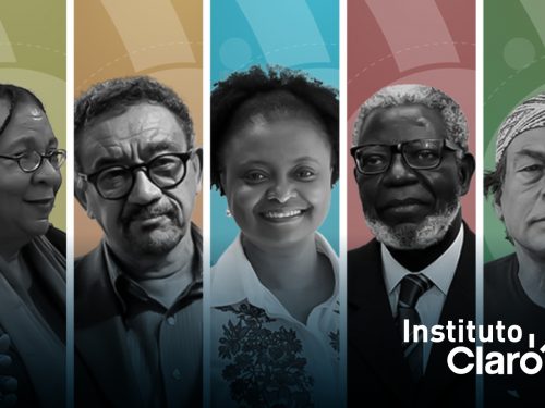 Imagem destaca os pensadores na sexta edição da série: bell hooks, Muniz Sodré, Nilma Lino Gomes, Kabengele Munanga e Ailton Krenak.